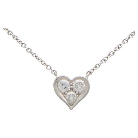 Vintage Vintage Tiffany And Co Diamond Heart Pendant Set In Platinum