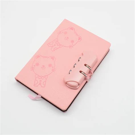 Aliexpress Buy Diary With Lock Cat Notebook 2018 Caderno