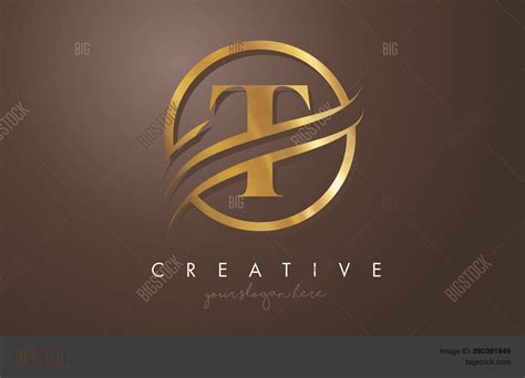 T Golden Letter Logo Vector Photo Free Trial Bigstock