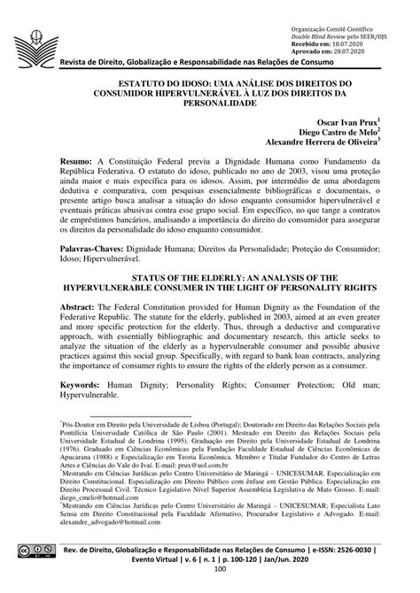 Pdf Estatuto Do Idoso Uma An Lise Dos Direitos Do Consumidor