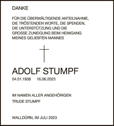 Traueranzeigen Von Adolf Stumpf Trauerportal Ihrer Tageszeitung