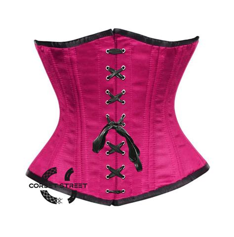 Royal Pink Satin Double Bone Front Black Ribbon Gothic Rebelsmarket