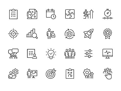 Plano de Ação Linha Icones editáveis conjunto Ilustração vetorial no