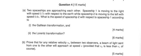 Solved Question marks](a) ﻿Two spaceships are approaching | Chegg.com 