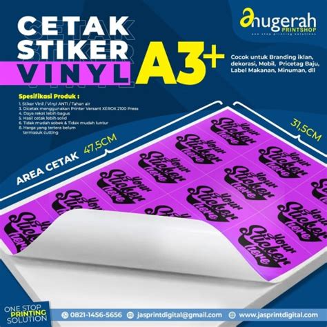 Jual CETAK STIKER VINIL VINYL A3 Jakarta Selatan Anugerah Printshop