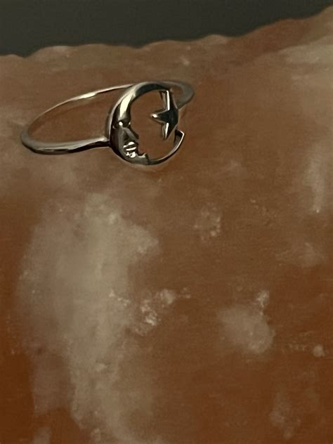 Sterling Silver Moon And Star Ring Celestial Star And Moon Ring Open