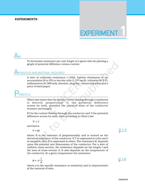 Experiment 1 - To determine resistance per - Studocu