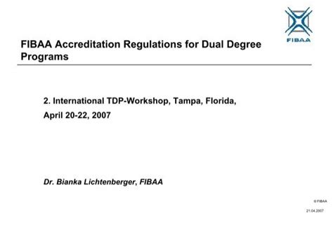 FIBAA Accreditation Regulations for Dual Degree Programs Bianka ...