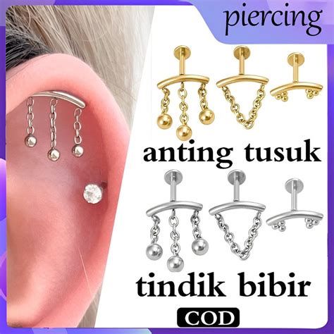 Jual Anting Emas Tindik Titanium Gaya Baru Serba Guna Anting Tusuk