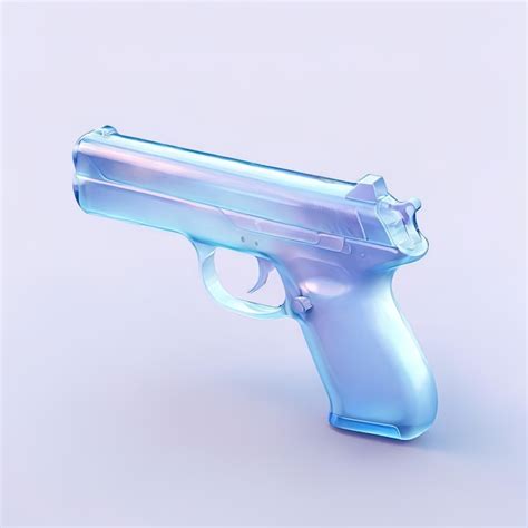 Premium Photo Glossy Stylized Glass Icon Of Gun Handgun Pistol