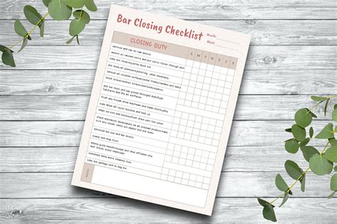 Bar Closing Checklist Graphic By Craftsmaker · Creative Fabrica