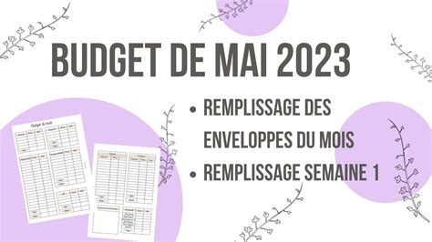 BUDGET DE MAI REMPLISSAGE DES ENVELOPPES DU MOIS ET DE LA PREMIERE