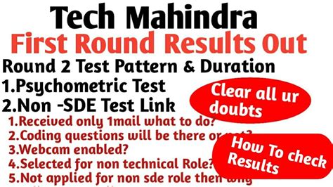 Tech Mahindra Round Mail Updates Psychometric Test Pattern Non Sde