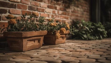 Un Vieux Mur De Briques Accentue Un Pot De Fleurs Rustique G N R Par L