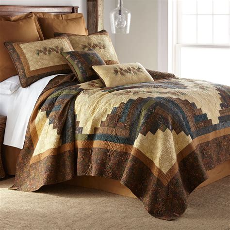 Cabin Raising Pine Cone Rustic Patchwork Quilt Bedding By Donna Sharp