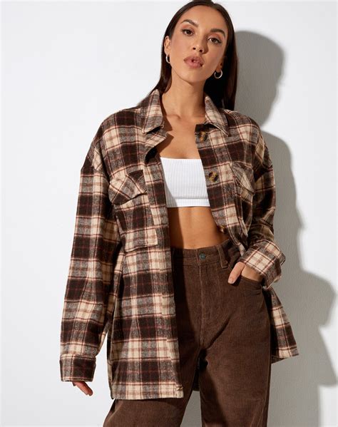 Marcella Shirt In Brown And Cream Check Brown Outfit Plaid Shirt Outfits Flannel Outfits