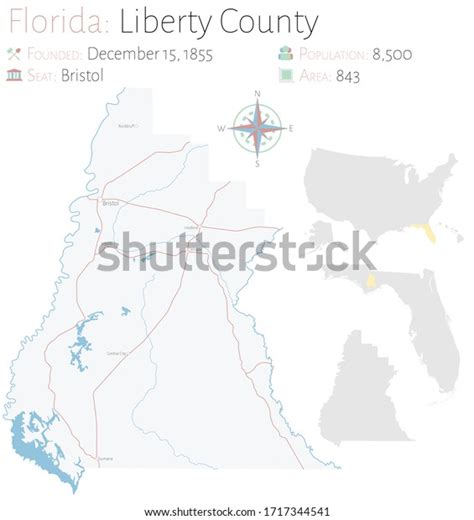 Large Detailed Map Liberty County Florida Stock Vector (Royalty Free ...