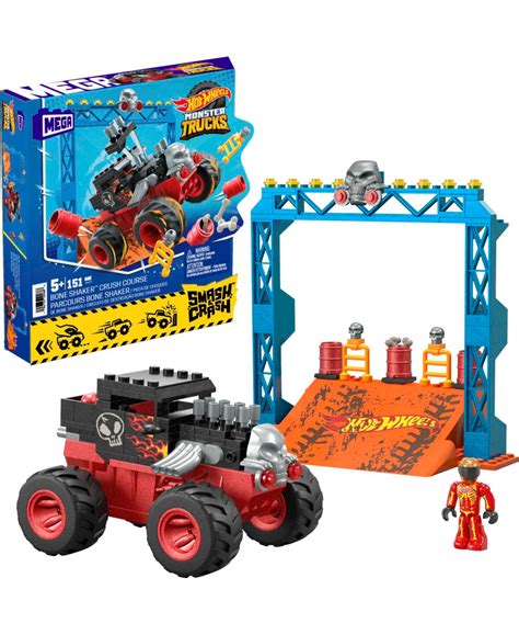 Hot Wheels Mega Bone Shaker Crush Course Monster Truck Building Toy With 1 Figure 151 Pieces In