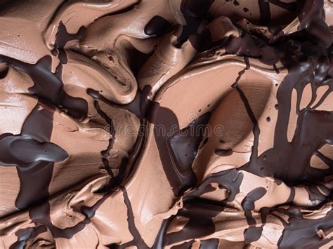 Chocolate Flavour Gelato Full Frame Detail Close Up Of A Brown