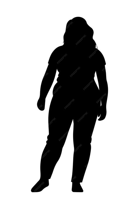 Premium Vector Overweight Woman Silhouette Isolated On White Background