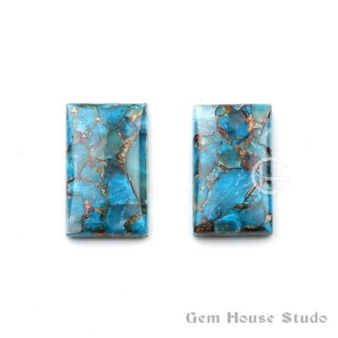 Buy Blue Copper Turquoise Rectangle Shape Cabochons Gemstone Online In