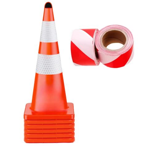 Traffic Cones 28 Inch 6 Pack Safety Cones With Hand Held Ring Pvc Orange Cones Pylon Cones