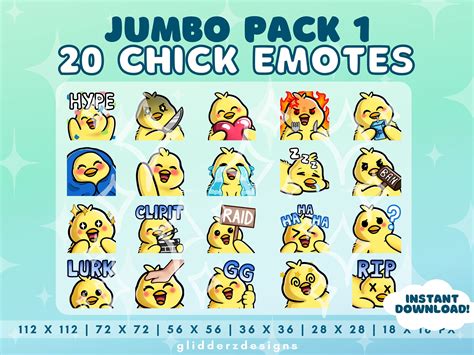 Chick Emotes Twitch JUMBO Pack 1 20 Chick Twitch Emotes Cute Chick