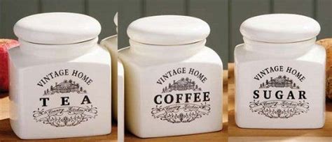 Cream Ceramic Vintage Tea Coffee Sugar Jars New Kitchen Storage