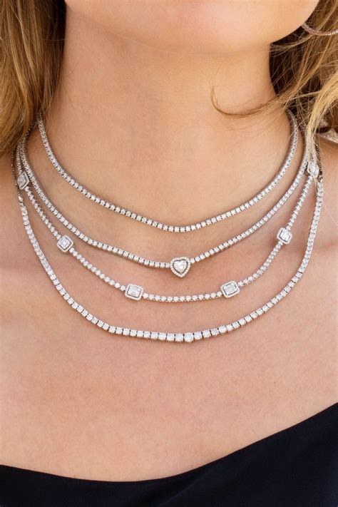 Diamond Tennis Necklaces 14k Gold Necklace Stylish Jewelry Necklace