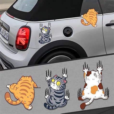 Sex Fun Funny Pet Cat Bumper Stickers Scratch White Cat Automobile Sticker Bumper Stickers Paper