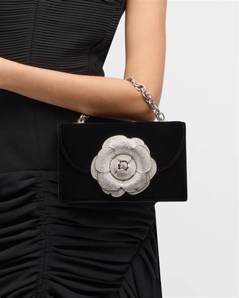 Oscar De La Renta Tro Flower Velvet Crossbody Bag Neiman Marcus