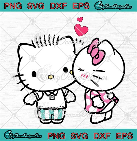 Hello Kitty And Dear Daniel Kiss Love Svg Valentine S Day Couple Ts Svg Png Eps Dxf Pdf