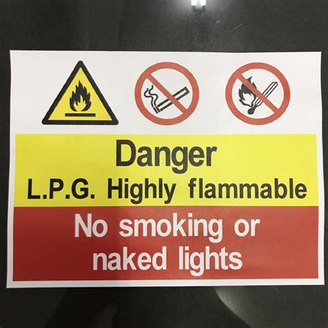 Danger L P G Highly Flammable Sticker No Smooking Or Naked Lights