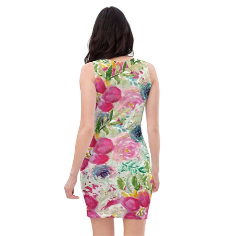 Pink Rose Floral Print Dress Best Floral Print Designer Long Sleeveless Premium Women S Dress