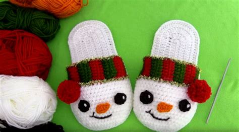 Crochet Snowman Slippers For Christmas Crochet Ideas