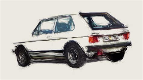 Volkswagen Golf Gti Drawing Digital Art By Carstoon Concept Fine Art