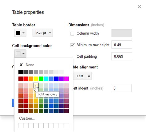 Google Docs Working With Tables Full Page