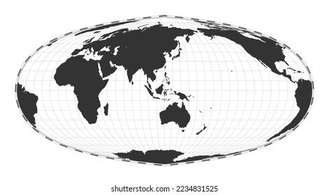 Vector World Map Foucauts Sinusoidal Projection Stock Vector Royalty