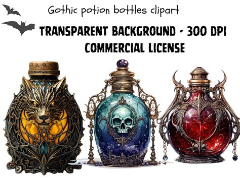 Magic Potion Bottle Clipart Mystical Png Gothic Potion Clip Art Dark