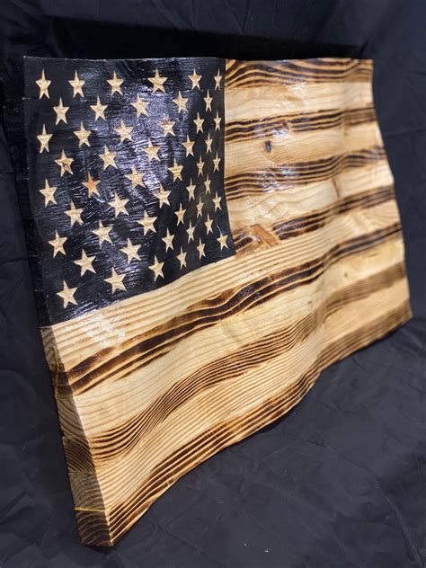 Wooden Waving American Flagwooden Flag Rustic Flag Waving Etsy