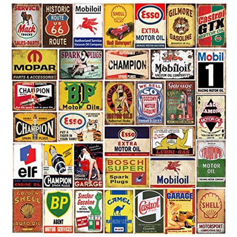 35 Pieces Reproduced Vintage Tin Signs, Gas Oil Retro Advert Antique ...