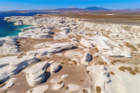 Vista A Rea De Drones Da Praia De Sarakiniko Na Ilha De Milos Na