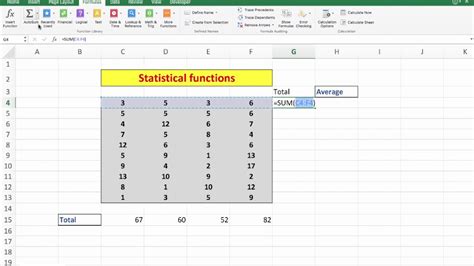 Basic Excel Understanding The Theory And Use Of Statistical Functions Sum Average Count Youtube