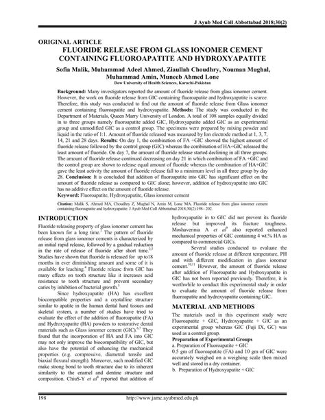 PDF Fluoride Release From Glass Ionomer Cement Containing