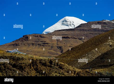 Snow Covered Peak Of Holy Mount Kailash Tibetan Buddhism Sacred