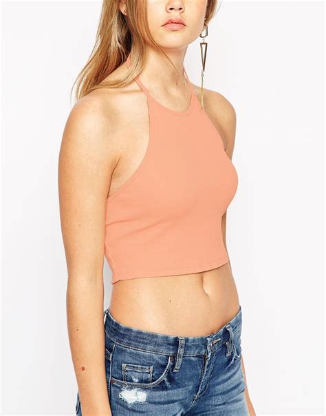 Image 3 Of Asos The Halter Neck Crop Top In Rib Halter Neck Crop Top Neck Crop Top Crop Tops