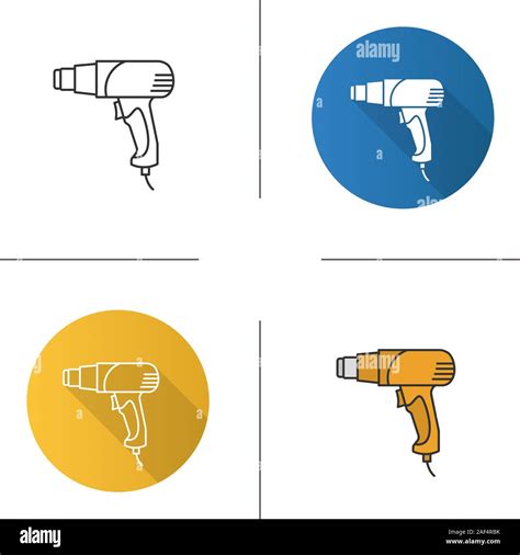 Heat Gun Icon Flat Design Linear And Color Styles Hot Air Gun