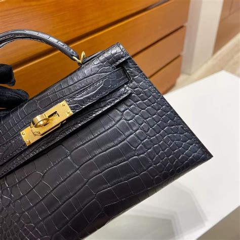 愛馬仕凱莉迷你包專櫃價格查詢 Hermès Kelly Mini Ii 2代 美洲鱷魚黑色 Qatar Kuwait Hermes