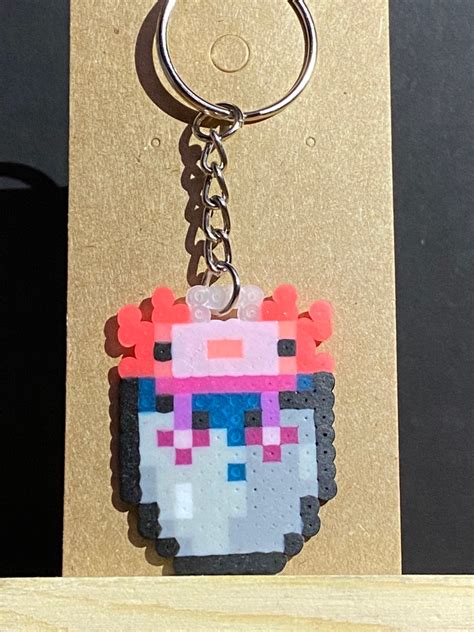 Minecraft Inspired Axolotl Perler Bead Keychain Etsy