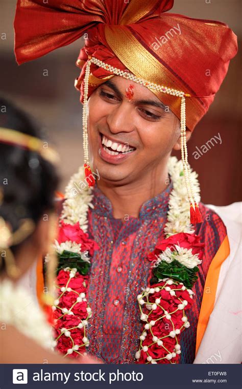 Indian Hindu Wedding Bridegroom With Traditional Maharashtrian Turban